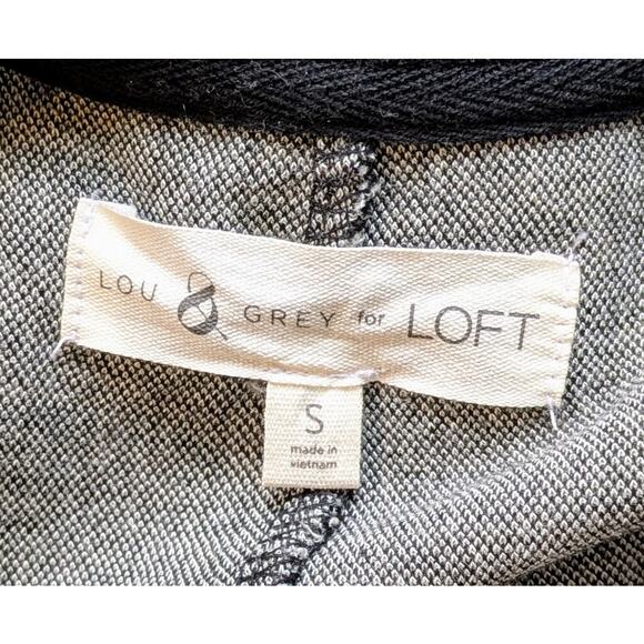 Lou & Gray Loft Swing Dress Small Black White Plaid Ponte Knit Long Sleeve Flowy - Picture 7 of 8